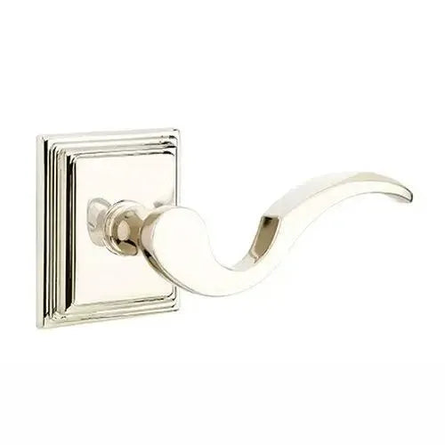 Emtek Cortina Lever With Wilshire Rosette Lifetime Polished Nickel