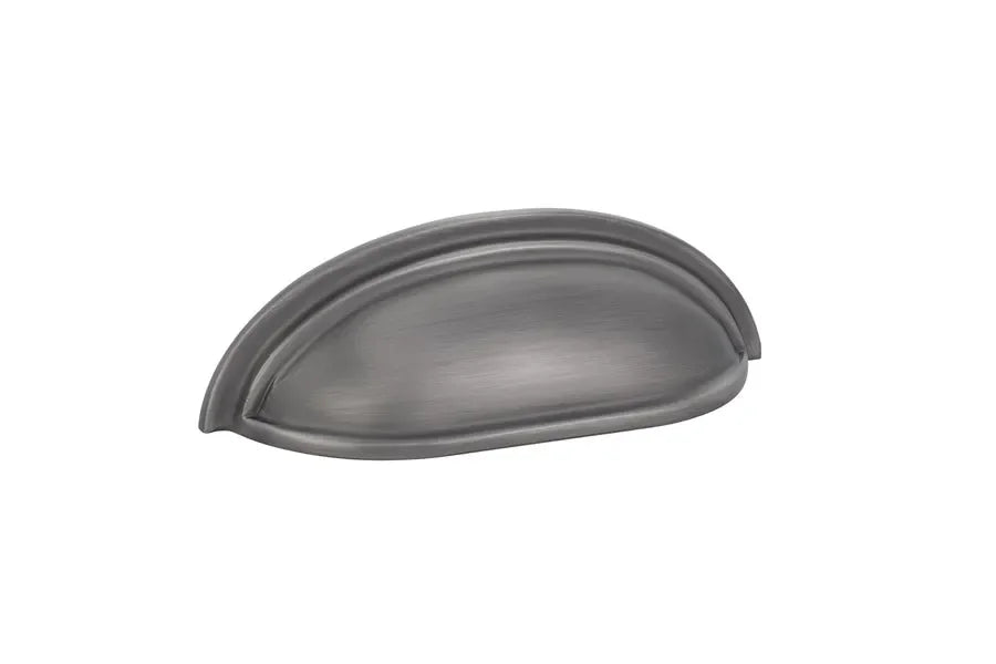 The Emtek Cup Cabinet Pull, 3" Center to Center in Pewter finish