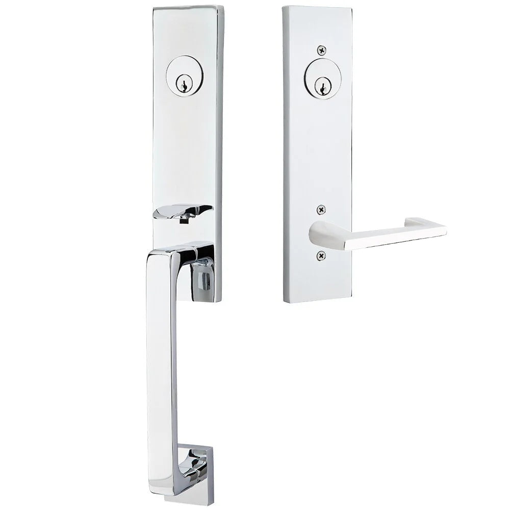 Emtek Davos Handleset with Interior Argos Lever Polished Chrome