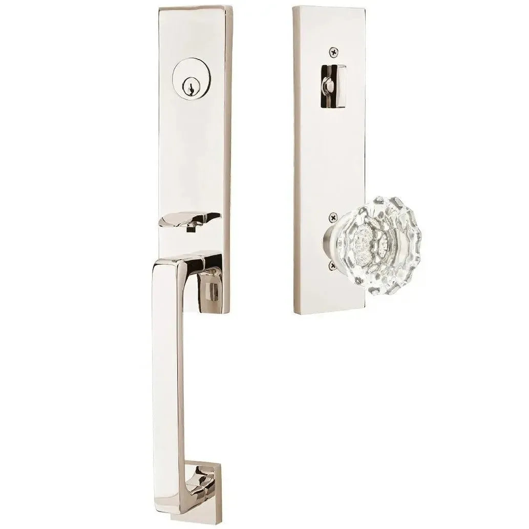 EmtekEmtek Davos Handleset with Interior Astoria Glass Knob in 