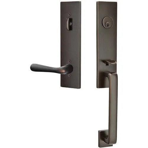 Emtek Davos Handleset with Interior Basel Lever 