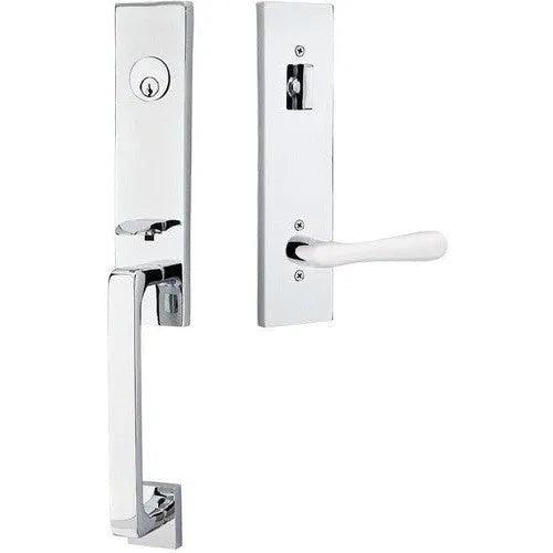Emtek Davos Handleset with Interior Basel Lever 