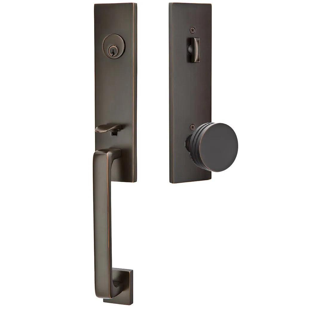 Emtek Davos Handleset with Interior Bern Knob Oil Rubbed Bronze