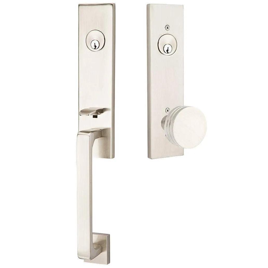Emtek Davos Handleset with Interior Bern Knob Satin Nickel