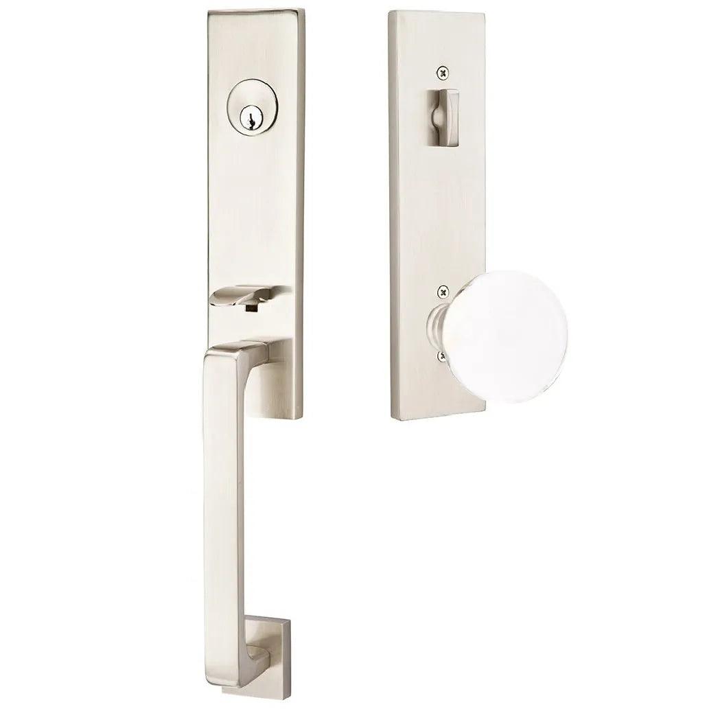 Emtek Davos Handleset with Interior Bristol Knob 