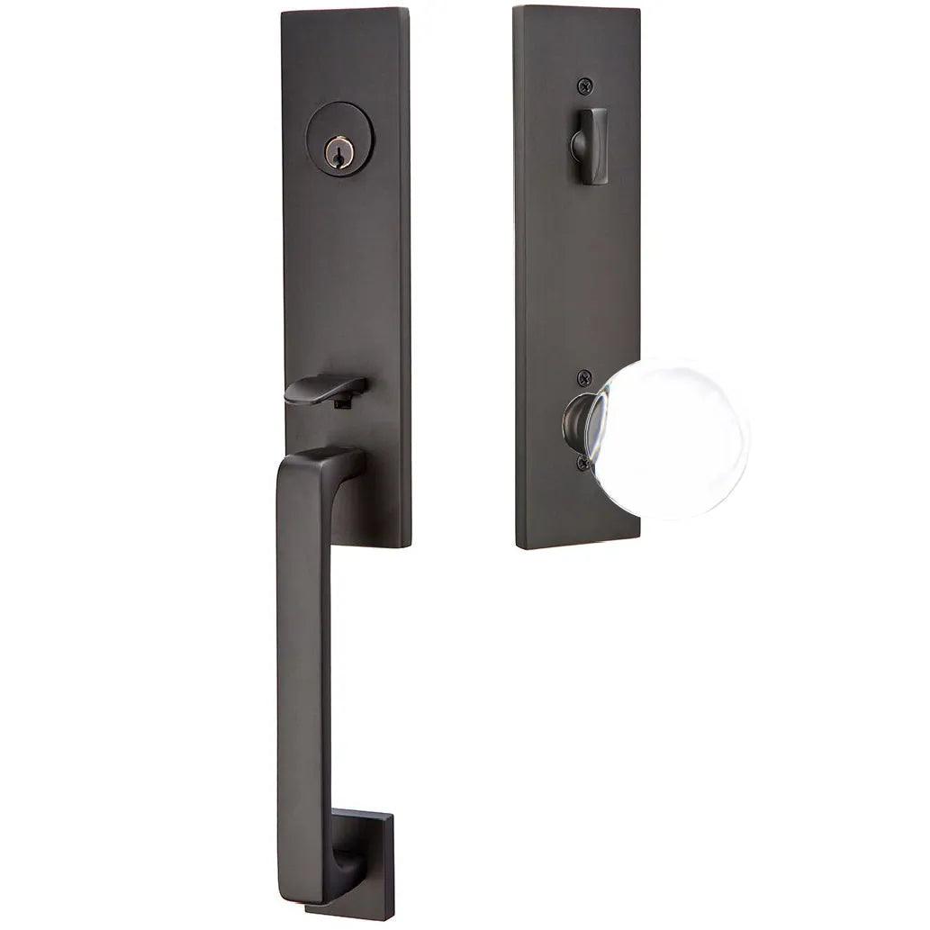 Emtek Davos Handleset with Interior Bristol Knob 