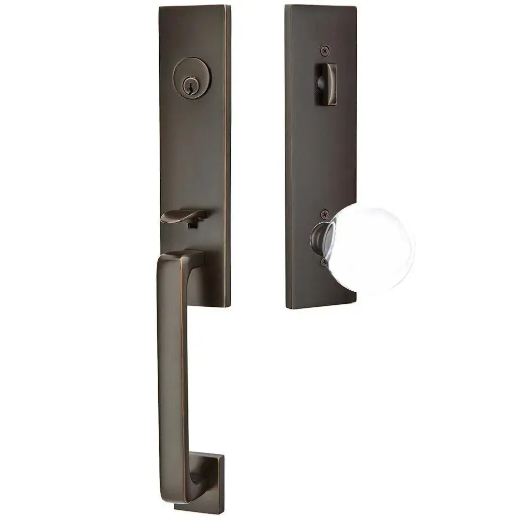 EmtekEmtek Davos Handleset with Interior Bristol Knob in 