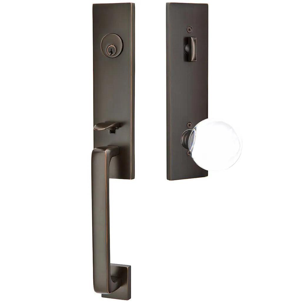 Emtek Davos Handleset with Interior Bristol Knob 