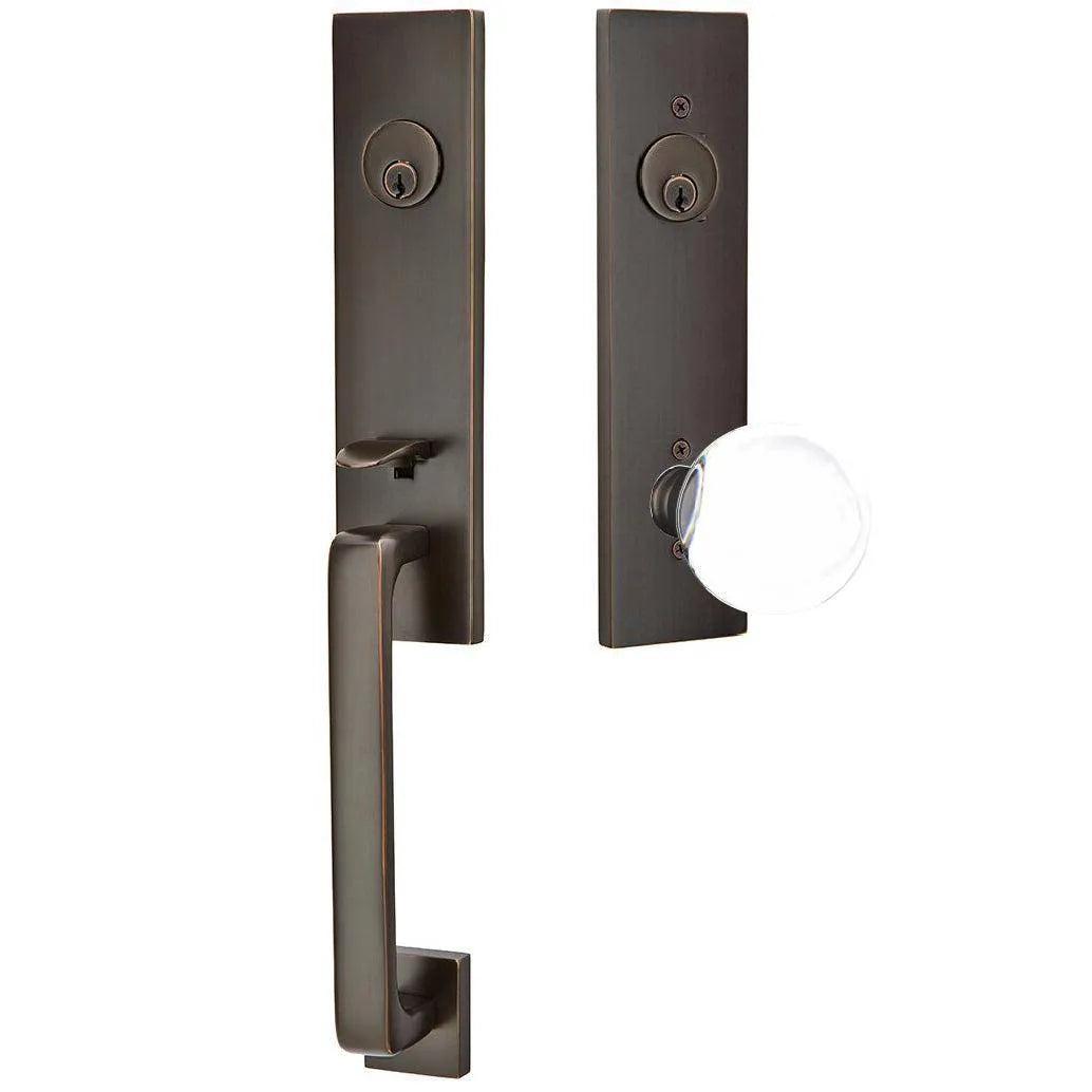 Emtek Davos Handleset with Interior Bristol Knob Oil Rubbed Bronze