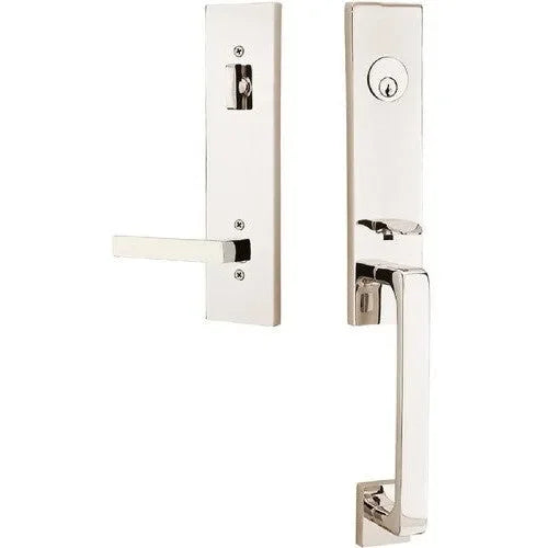 EmtekEmtek Davos Tubular Entrance Handleset With Dumont Lever in 