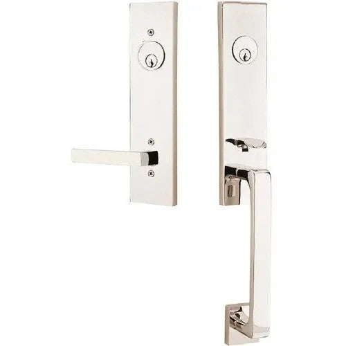 EmtekEmtek Davos Tubular Entrance Handleset With Dumont Lever in 