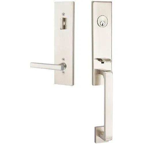 EmtekEmtek Davos Tubular Entrance Handleset With Freestone Lever in 