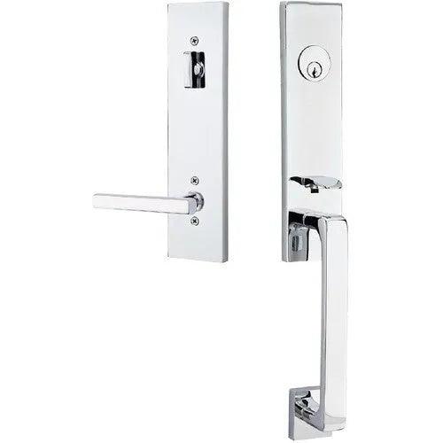 EmtekEmtek Davos Tubular Entrance Handleset With Freestone Lever in 
