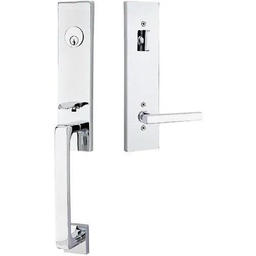 EmtekEmtek Davos Tubular Entrance Handleset With Freestone Lever in 