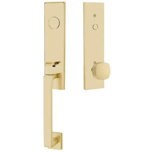 EmtekEmtek Davos Tubular Entrance Handleset With Freestone Square Knob in 