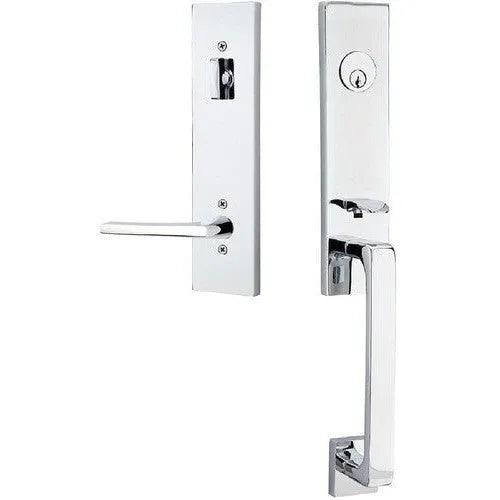Emtek Davos Tubular Entrance Handleset With Helios Lever Polished Chrome