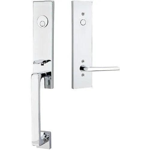 Emtek Davos Tubular Entrance Handleset With Helios Lever Polished Chrome