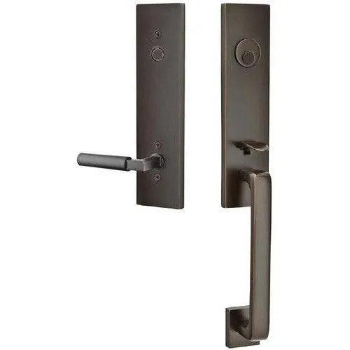 EmtekEmtek Davos Tubular Entrance Handleset With Hercules Lever in 