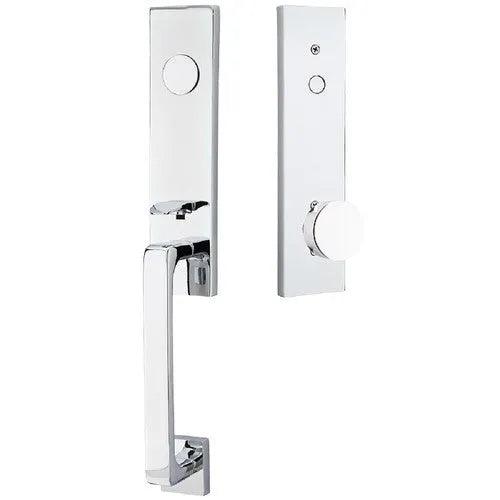 Emtek Davos Tubular Entrance Handleset With Round Knob Polished Chrome