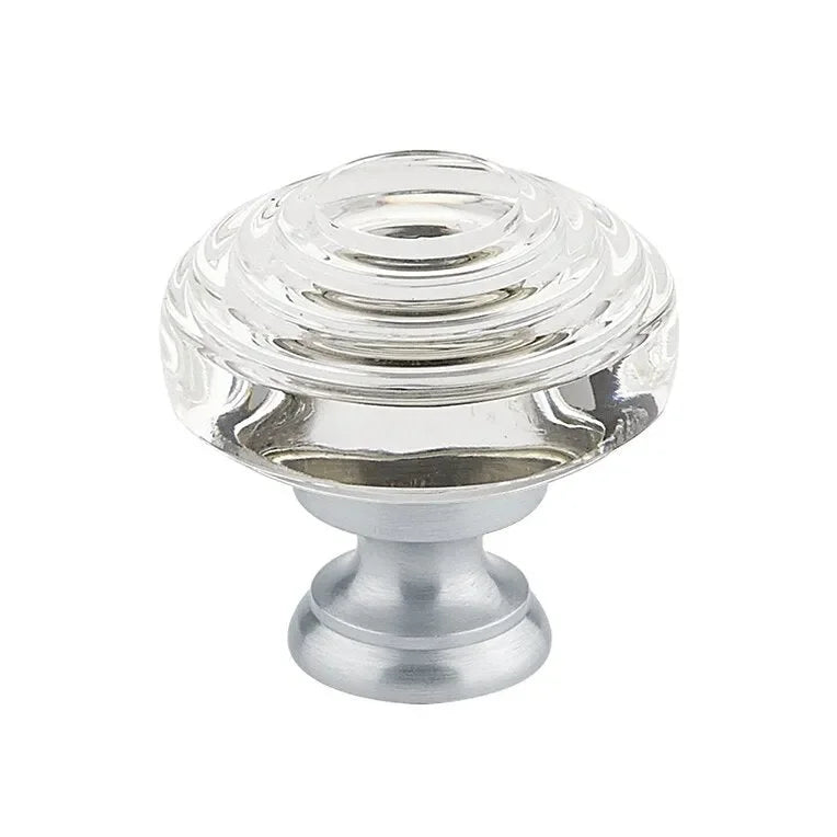 The Emtek Deco Glass Knob 1-1/4" Wide (1-3/8" Projection) in Polished Chrome finish