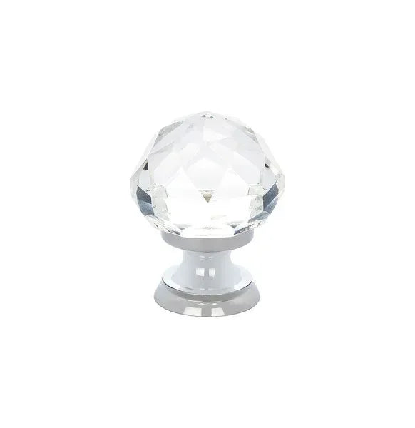 The Emtek Diamond Crystal Glass Knob 1" Wide (1-3/8" Projection) in Polished Chrome finish