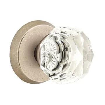 Emtek Diamond Crystal Knob with #2 Rosette in Tumbled White Bronze finish