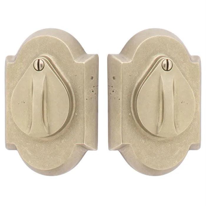 Emtek Double Cylinder #1 Sandcast Bronze Keyed Deadbolt with Flap Tumbled White Bronze