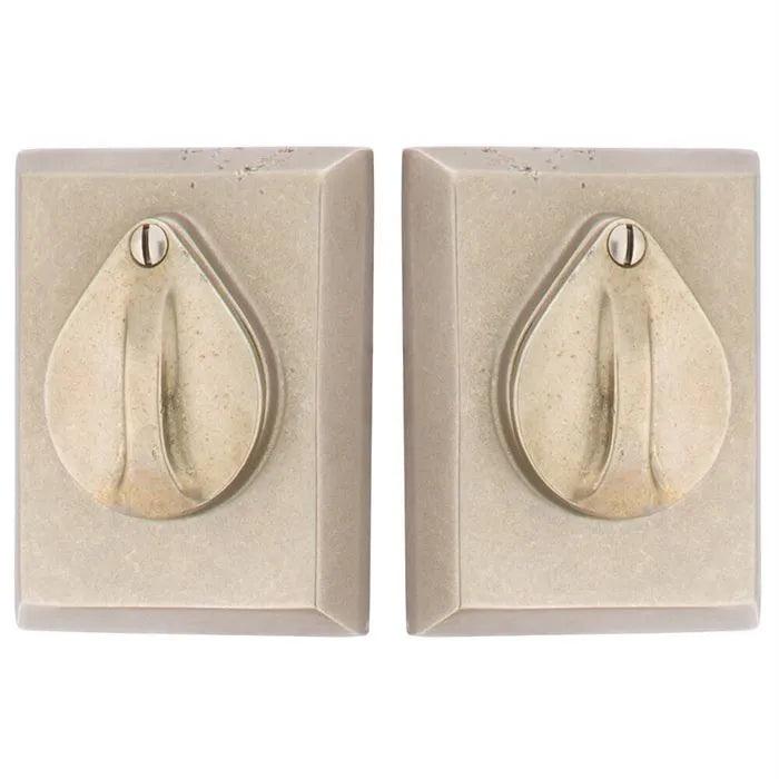 Emtek Double Cylinder #3 Sandcast Bronze Keyed Deadbolt with Flap in Tumbled White Bronze finish
