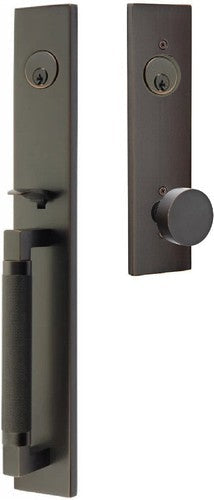 Emtek Hercules Knurled Full Length Tubular Entry Set with Round Knob in Oil Rubbed Bronze finish