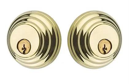 Emtek Double Cylinder Low Profile Keyed Deadbolt in Unlacquered Brass finish
