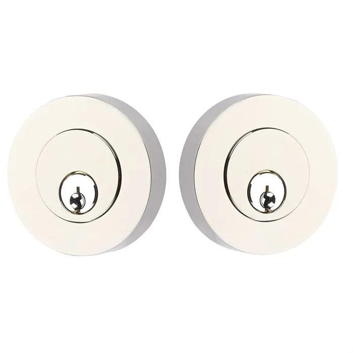 Emtek Double Cylinder Modern Disc Keyed Deadbolt Polished Nickel