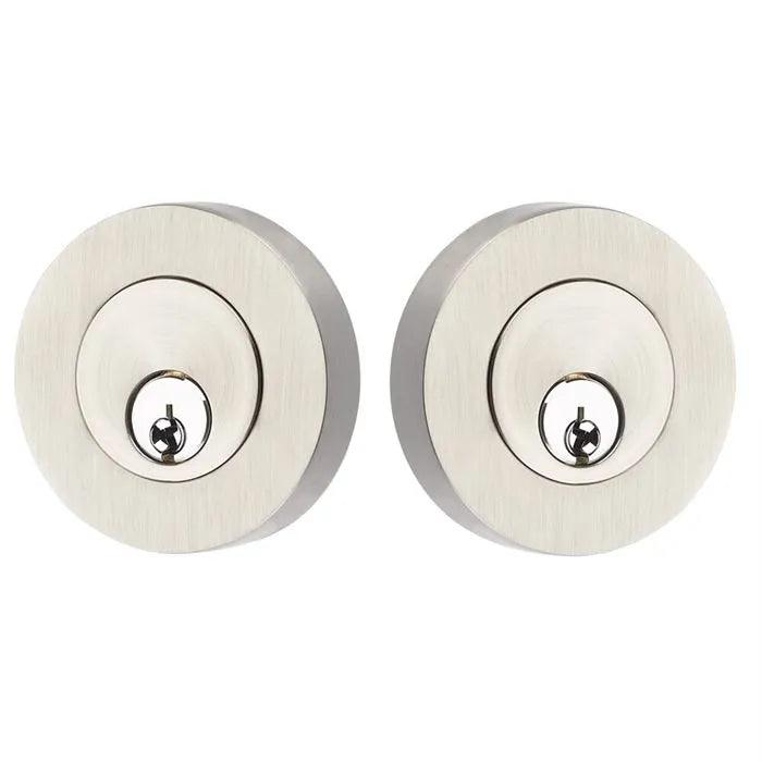 Emtek Double Cylinder Modern Disc Keyed Deadbolt Satin Nickel