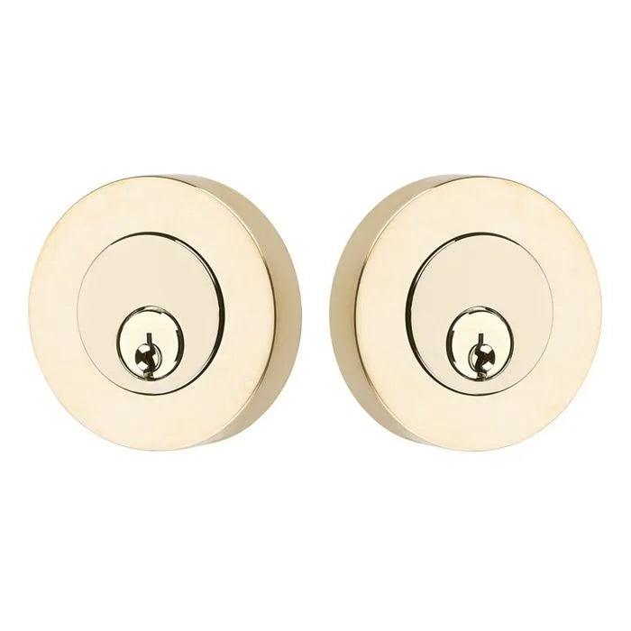 Emtek Double Cylinder Modern Disc Keyed Deadbolt Unlacquered Brass