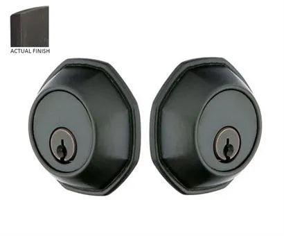 Emtek Double Cylinder Octagon Tuscany Bronze Keyed Deadbolt Medium Bronze Patina