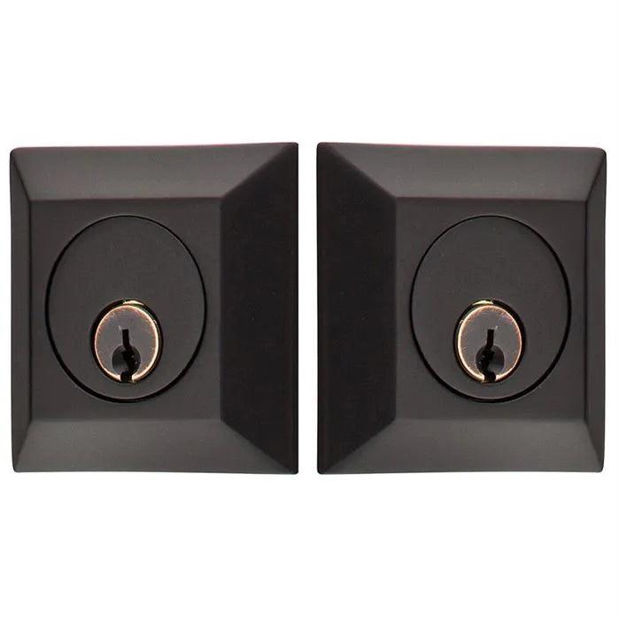 Emtek Double Cylinder Quincy Keyed Deadbolt in Flat Black finish