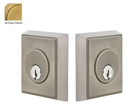 Emtek Double Cylinder Rectangular Keyed Deadbolt French Antique