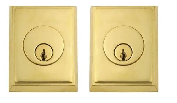 Emtek Double Cylinder Rectangular Keyed Deadbolt Unlacquered Brass