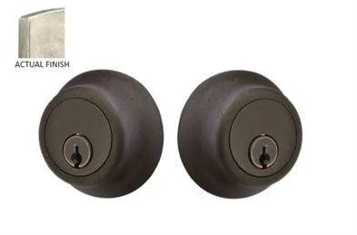 Emtek Double Cylinder Regular Sandcast Bronze Keyed Deadbolt Tumbled White Bronze
