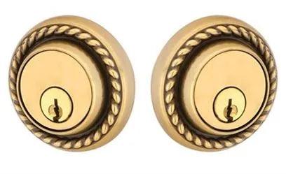 Emtek Double Cylinder Rope Keyed Deadbolt in French Antique finish