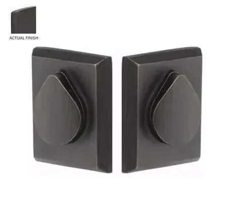 EmtekEmtek Double Cylinder Rustic Modern Rectangular Sandcast Bronze Keyed Deadbolt with Flap in 