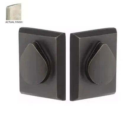 EmtekEmtek Double Cylinder Rustic Modern Rectangular Sandcast Bronze Keyed Deadbolt with Flap in 