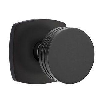 Emtek Bern Knob with Urban Modern Rosette in Flat Black finish