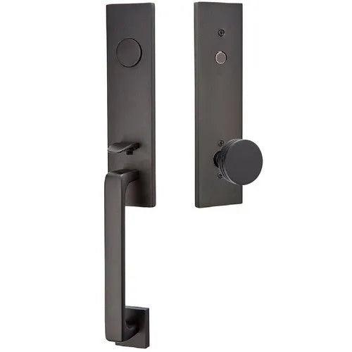 Emtek Dummy Davos Tubular Entrance Handleset With Bern Knob Flat Black