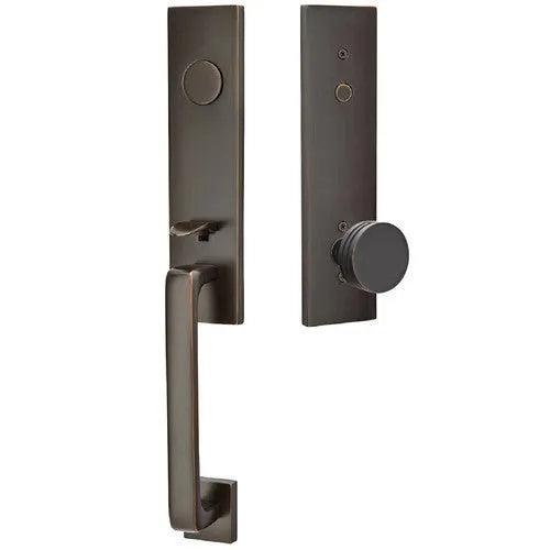 Emtek Dummy Davos Tubular Entrance Handleset With Bern Knob Oil Rubbed Bronze