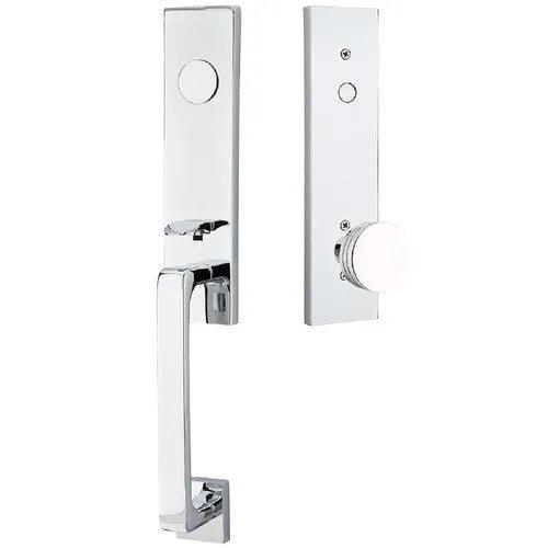 Emtek Dummy Davos Tubular Entrance Handleset With Bern Knob Polished Chrome