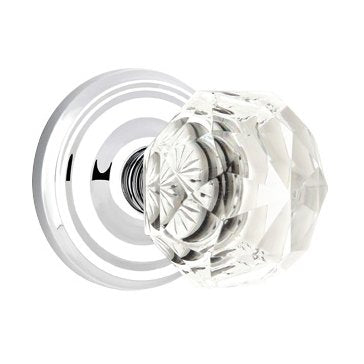 Emtek Diamond Crystal Knob with Regular Rosette in Polished Chrome finish