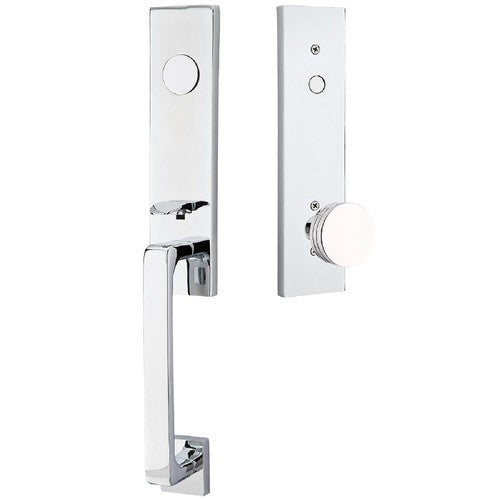 Emtek Dummy Davos Tubular Entrance Handleset With Bern Knob in Polished Chrome finish