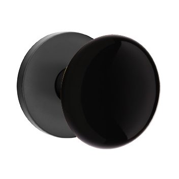 Emtek Ebony Knob with Disk Rosette in Flat Black finish