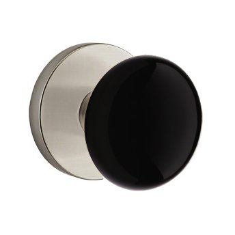 Emtek Ebony Knob with Disk Rosette in Satin Nickel finish