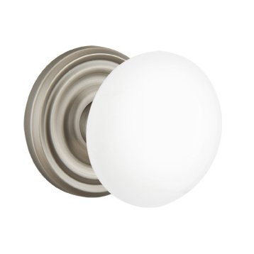 Emtek Ice White Knob with Regular Rosette in Pewter finish